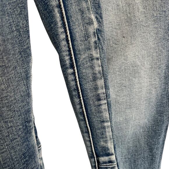 NWT mnml X514 Skinny Stacked Denim Medium Blue Flare Jeans Bootcut Bell Size 34 - Picture 9 of 13